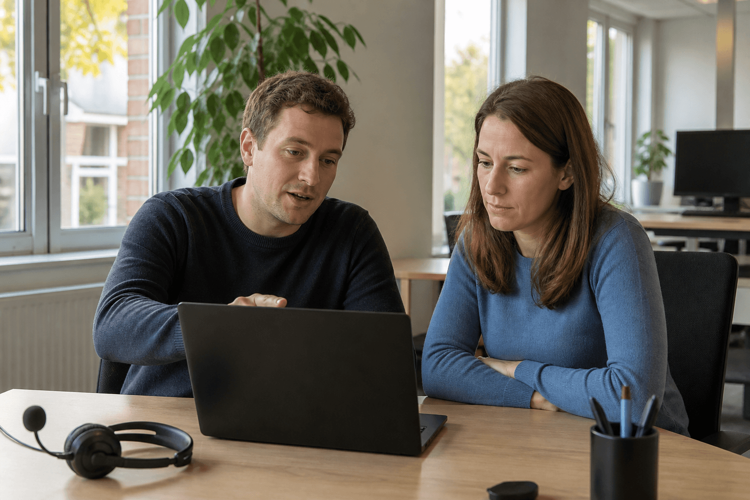 IT-ondersteuning: twee mensen kijken samen naar een laptop